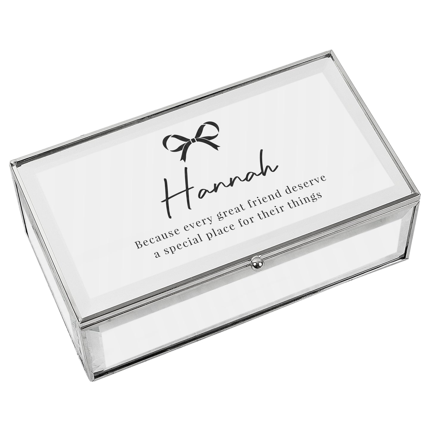 Personalised Bow Mirrored Jewellery Box