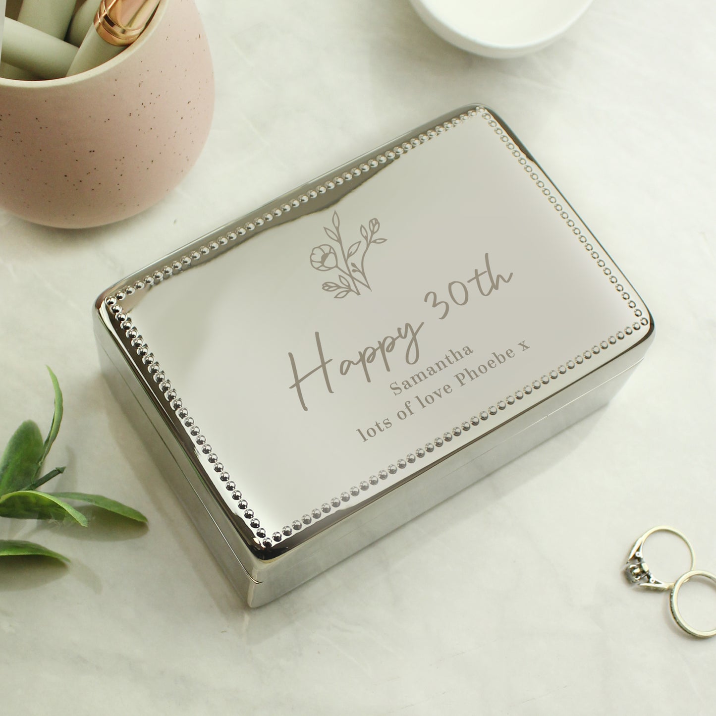 Personalised Floral Small Jewellery Box