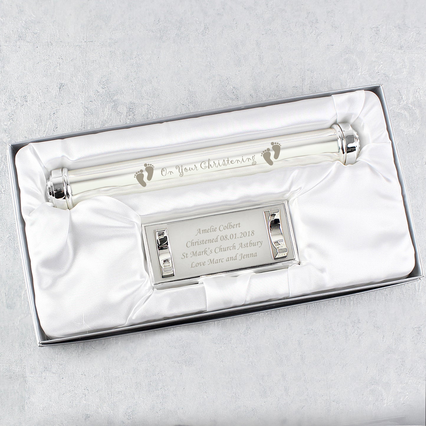 Personalised Christening Silver Plated Certificate Holder