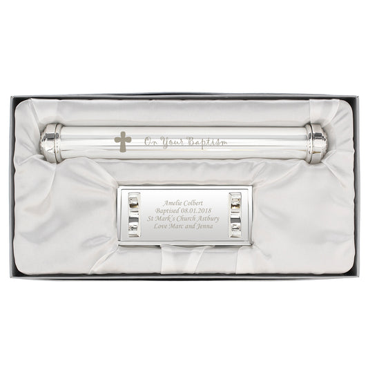 Personalised Baptism Silver Plated Certificate Holder