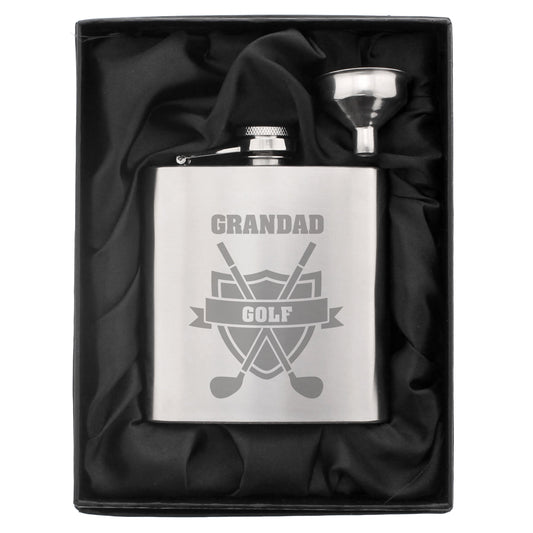 Personalised Golf Crest Hip Flask