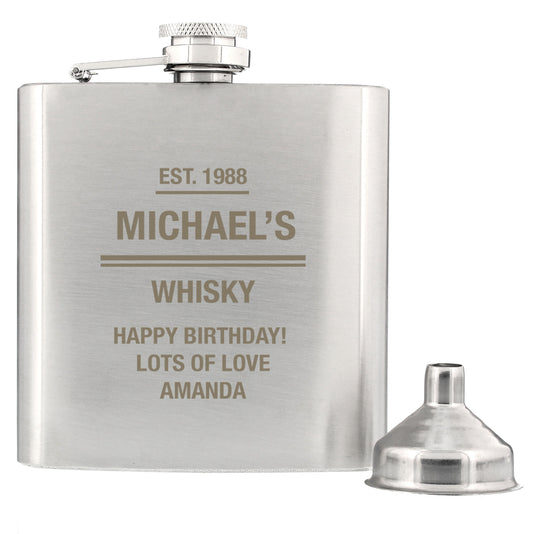 Personalised Message Stainless Steel Hip Flask