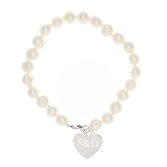 Personalised White Freshwater Pearl Initial Bracelet