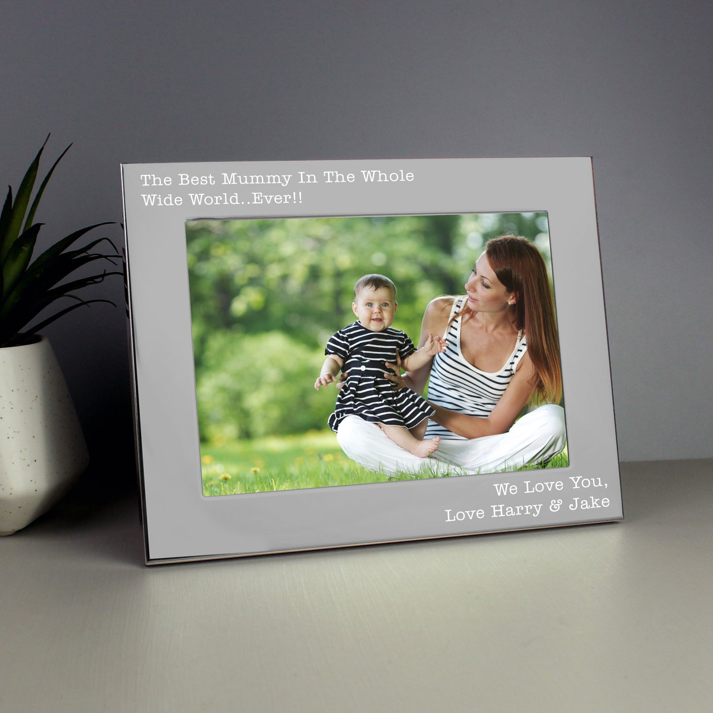 Personalised Free Text 5 x 7 Landscape Silver Photo Frame