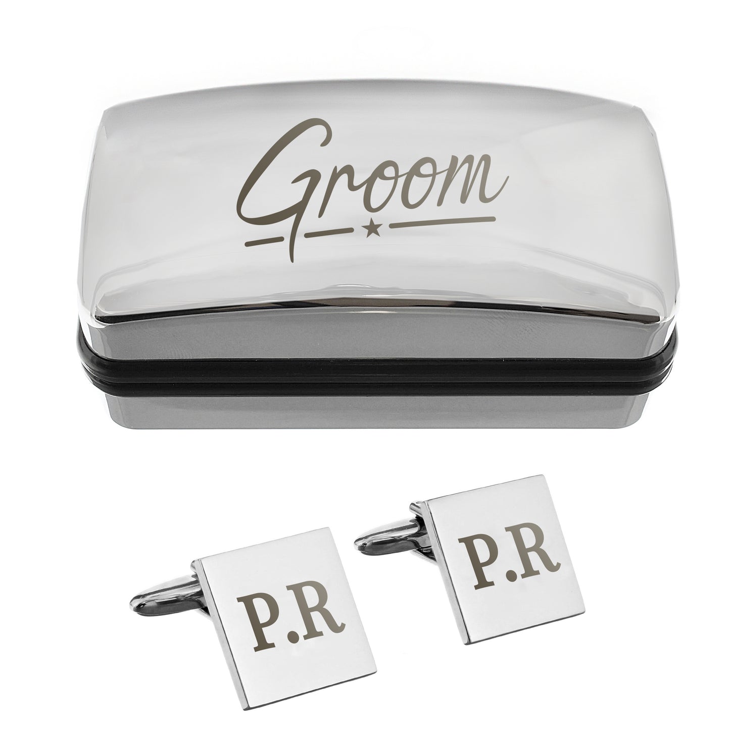 Personalised Groom Wedding Cufflinks and Box Set