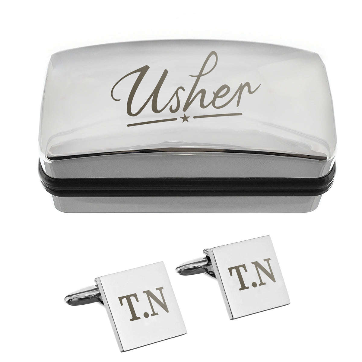 Personalised Usher Wedding Cufflinks and Box Set