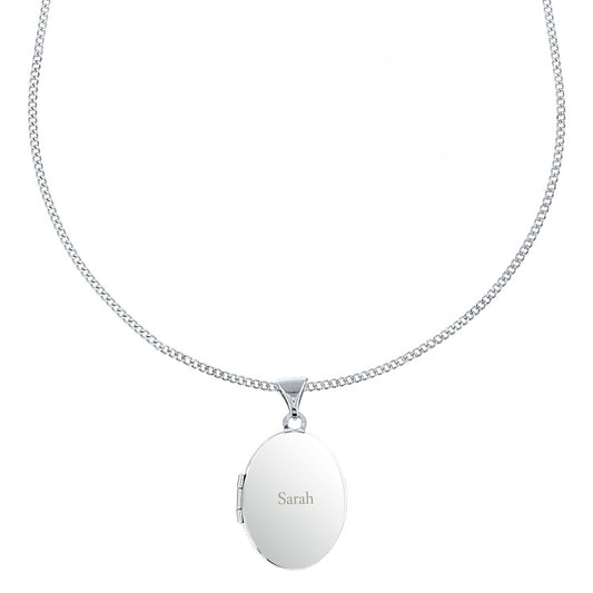 Personalised Name Only Sterling Silver Oval Locket Necklace
