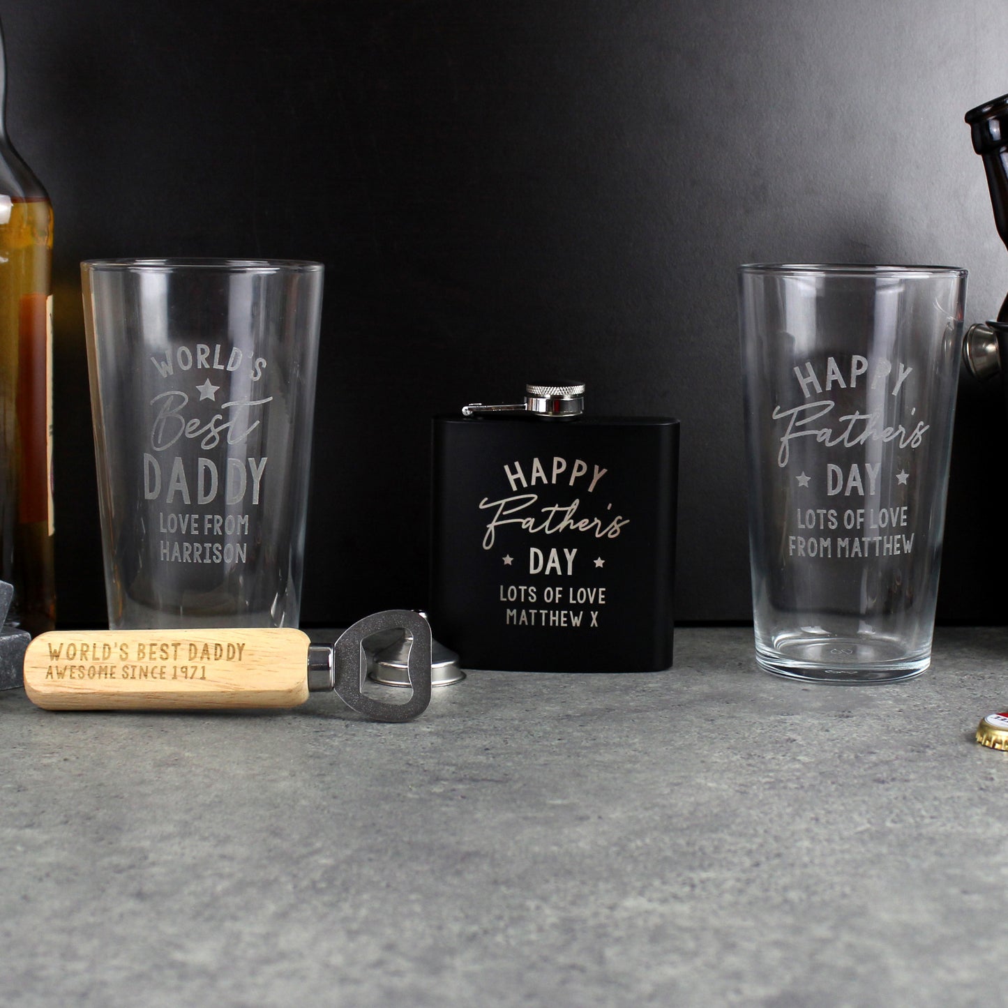 Personalised Fathers Day Black Hip Flask