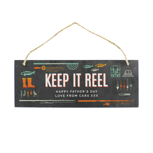 Personalised ""Keep It Reel"" Printed Hanging Slate Plaque
