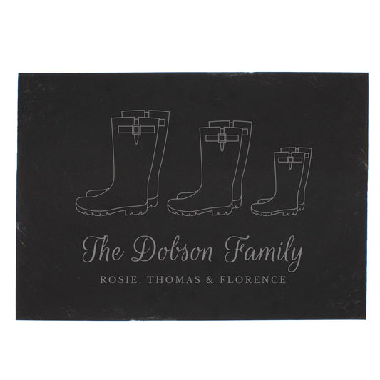 Personalised Welly Boot Family of Three Slate