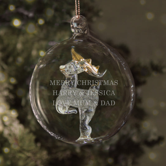 Personalised Glass Reindeer Bauble