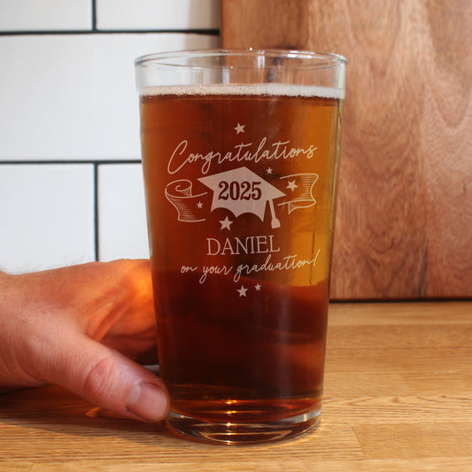 Personalised Graduation Pint Glass Â