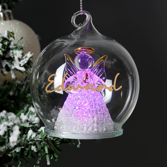 Personalised Christmas LED Angel Bauble
