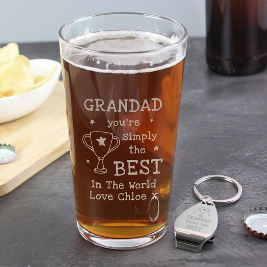 Personalised Simply The Best Pint Glass & Bottle Opener
