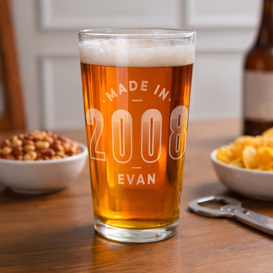 Personalised Made in Pint Glass