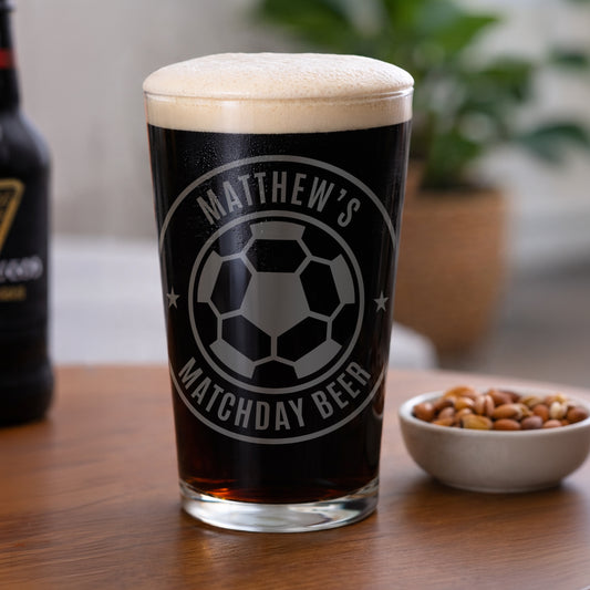 Personalised Football Badge Pint Glass