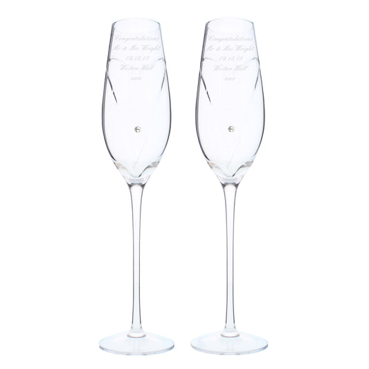 Personalised Hand Cut Heart Pair of Flutes with Gift Box