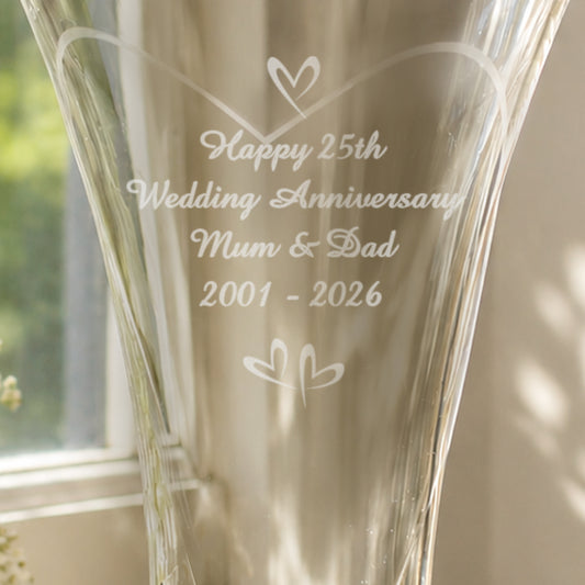 Personalised Large Hand Cut Little Hearts Diamond Effect Vase