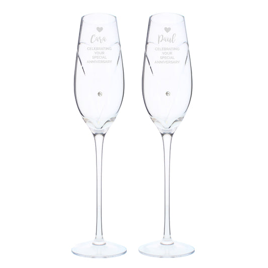 Personalised Hand Cut Heart Celebration Pair of Flutes with Gift Box