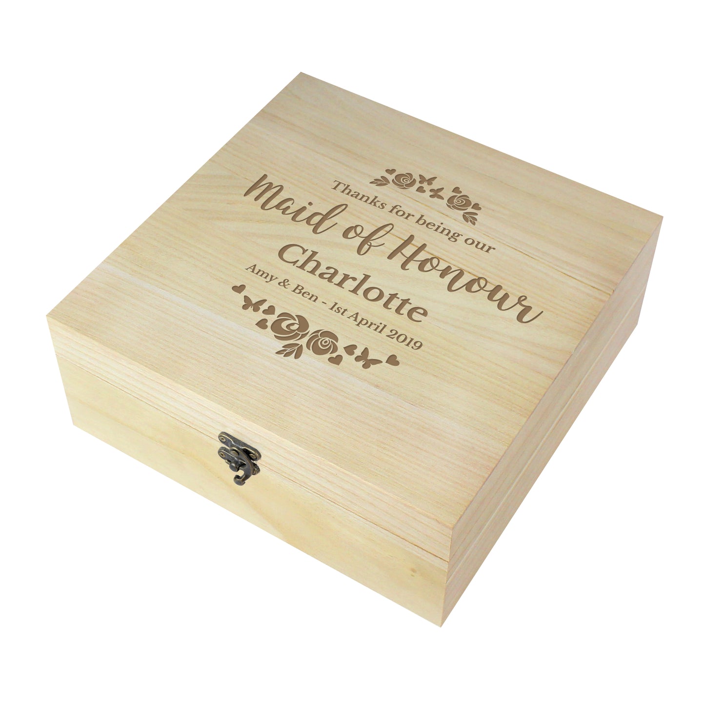 Personalised Floral Engraved Keepsake Box - 28 x 28cm