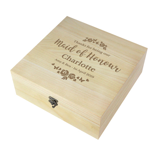 Personalised Floral Engraved Keepsake Box - 28 x 28cm