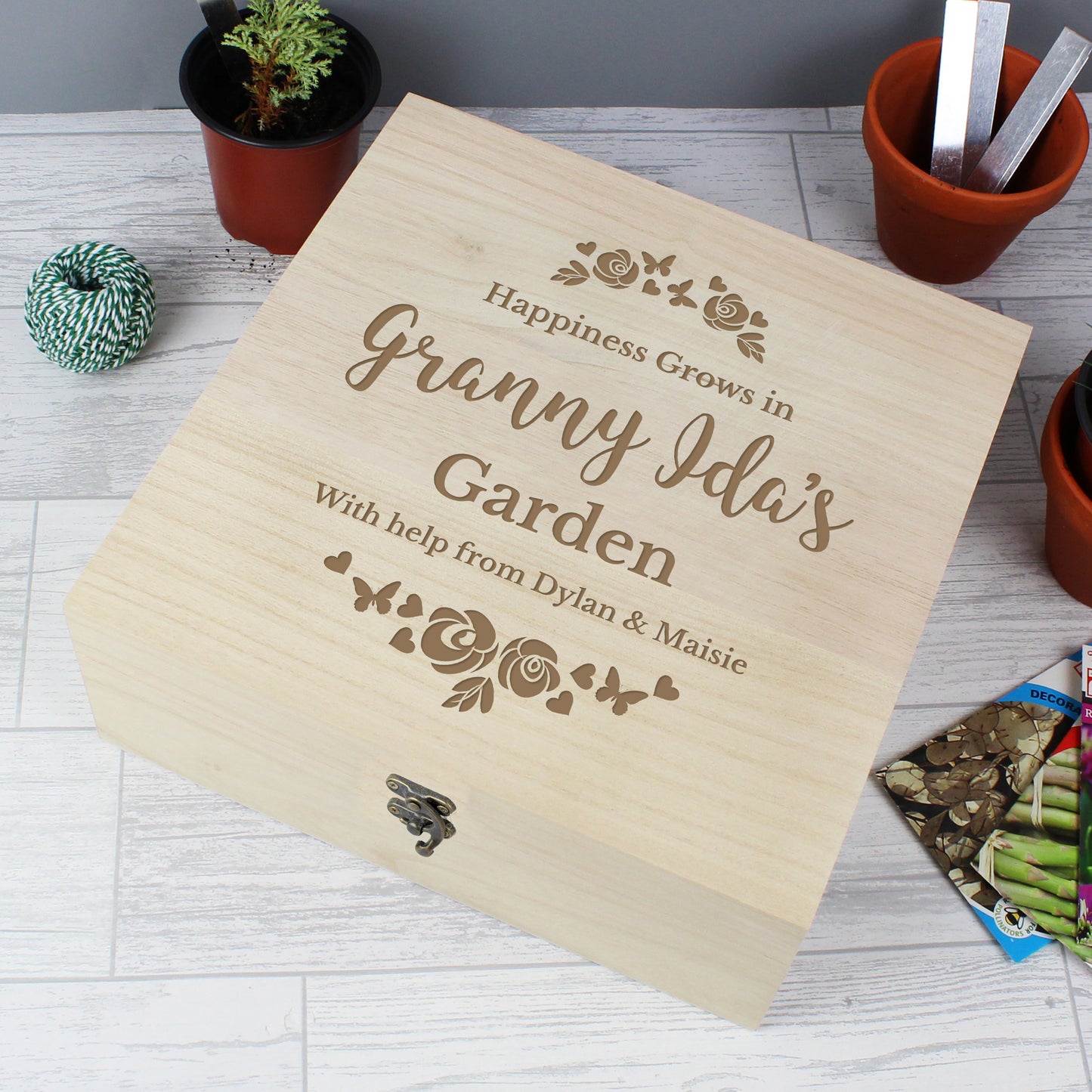 Personalised Floral Engraved Keepsake Box - 28 x 28cm