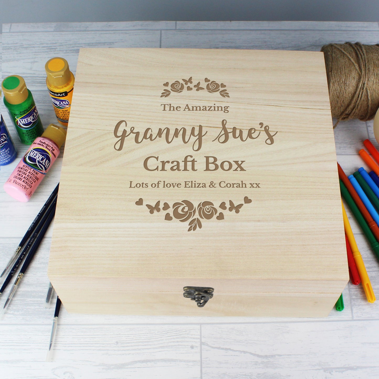 Personalised Floral Engraved Keepsake Box - 28 x 28cm
