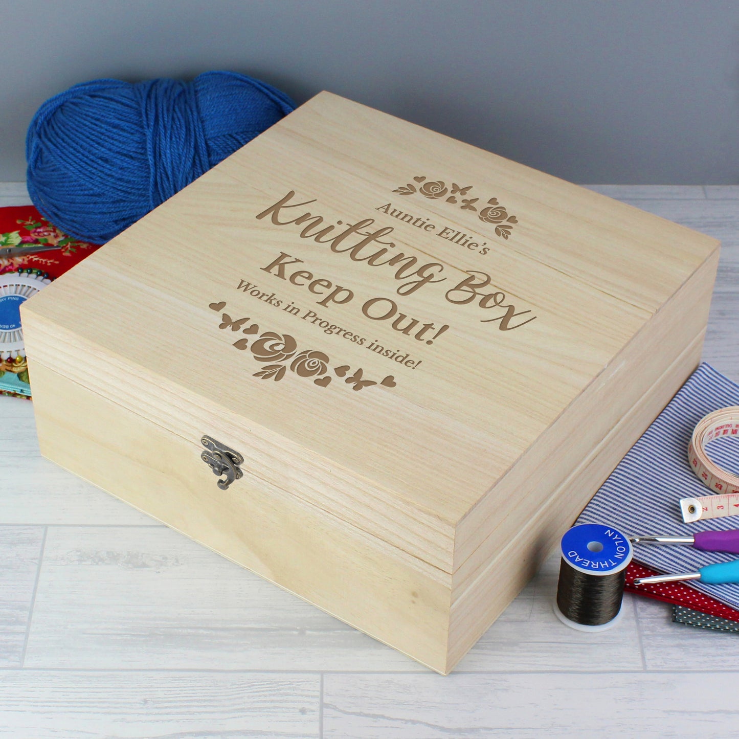 Personalised Floral Engraved Keepsake Box - 28 x 28cm