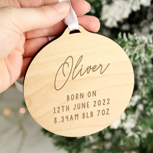 Personalised Free Text Round Wooden Decoration