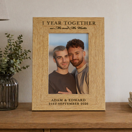 Personalised Anniversary 6x4 Wooden Photo Frame