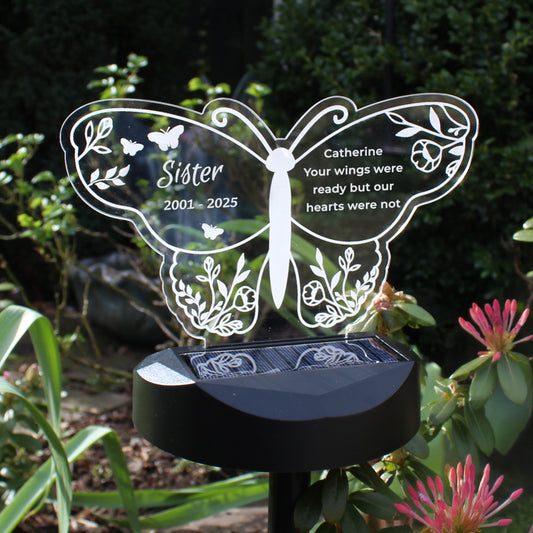 Personalised Butterfly Memorial Solar Light