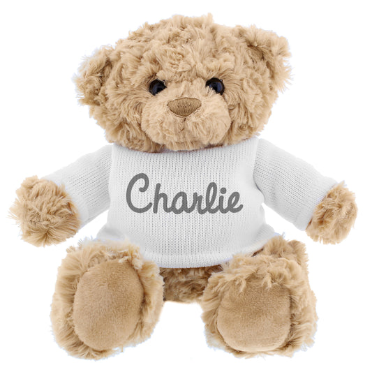 Personalised Name Only Teddy Bear - Grey