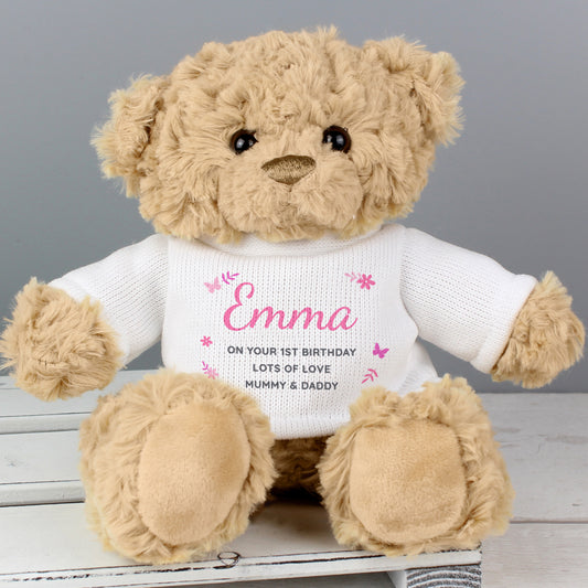 Personalised Pink Name & Message Teddy Bear
