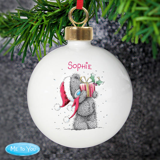 Personalised Me To You Christmas Present Bauble
