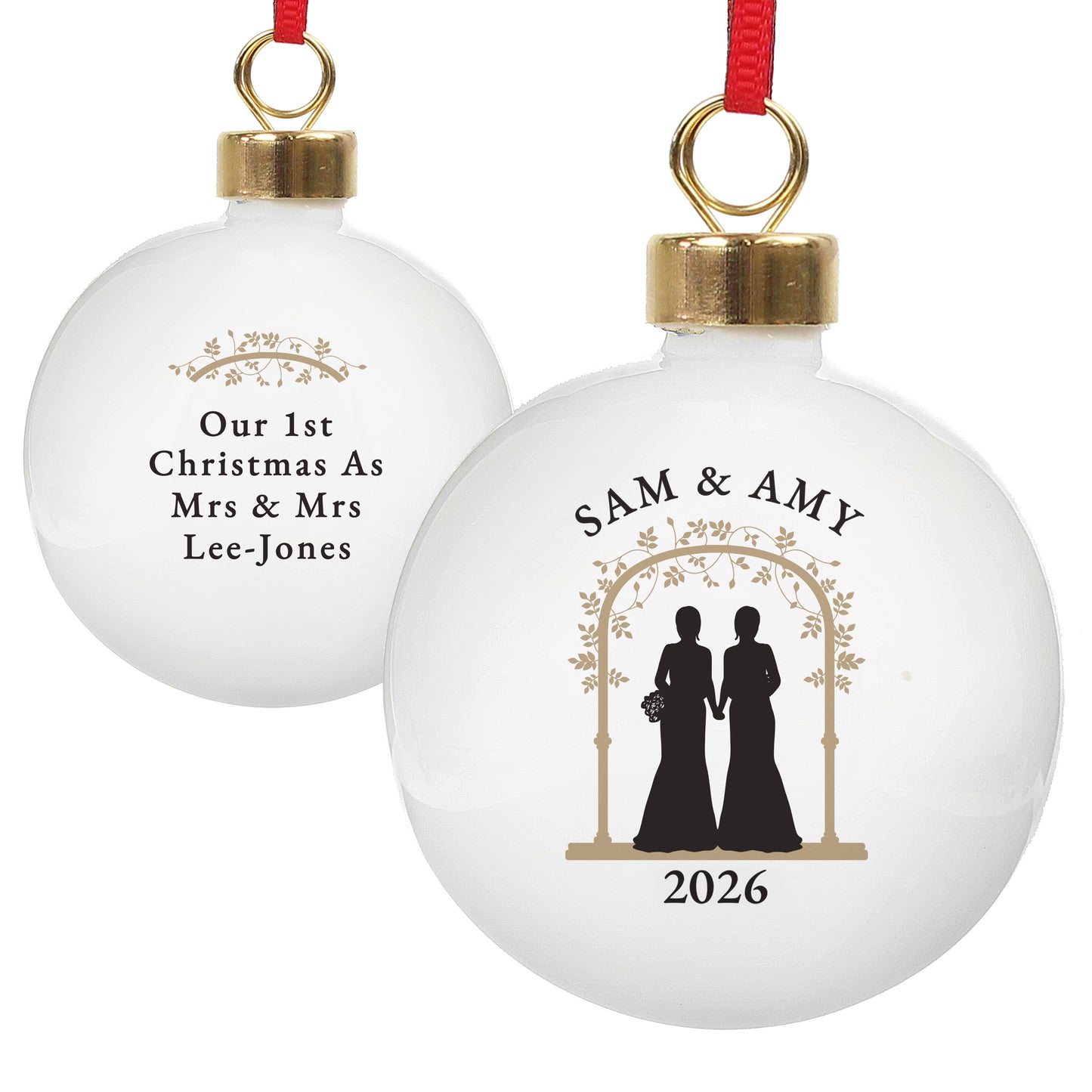 Personalised Mrs & Mrs Bauble