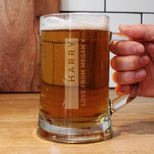 Personalised Free Text Stripe Pint Stern Tankard