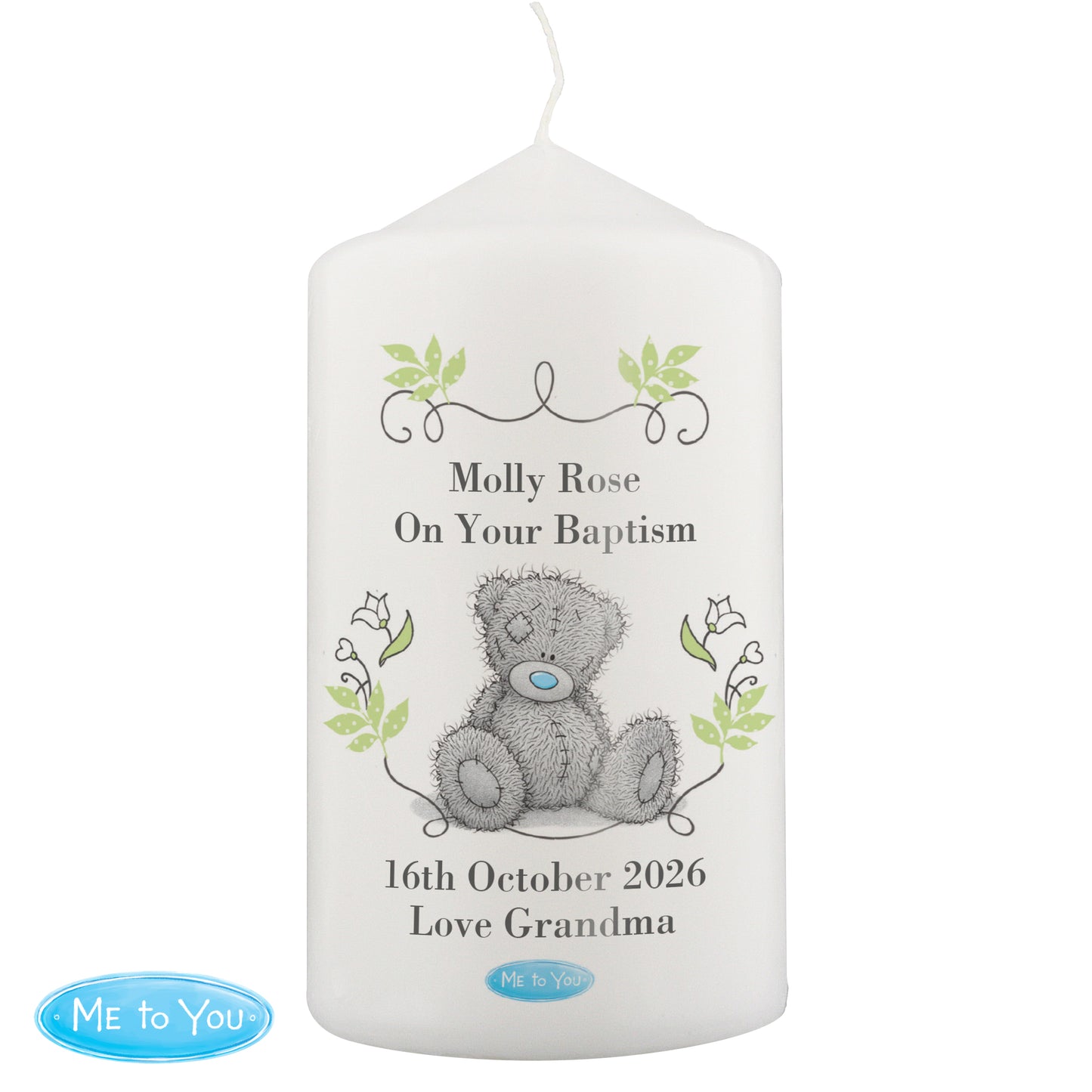 Personalised Me To You Religious Cross Pillar Candle