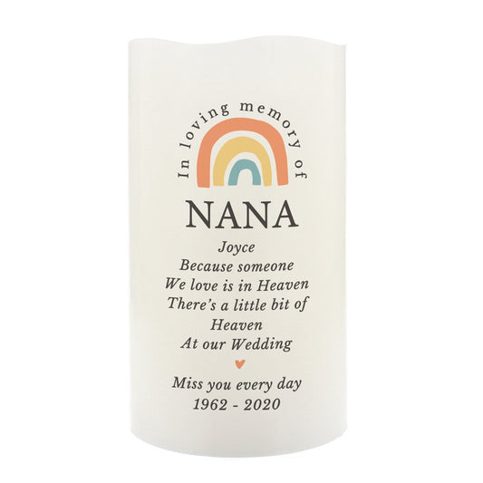 Personalised In Loving Memory Rainbow LED candle