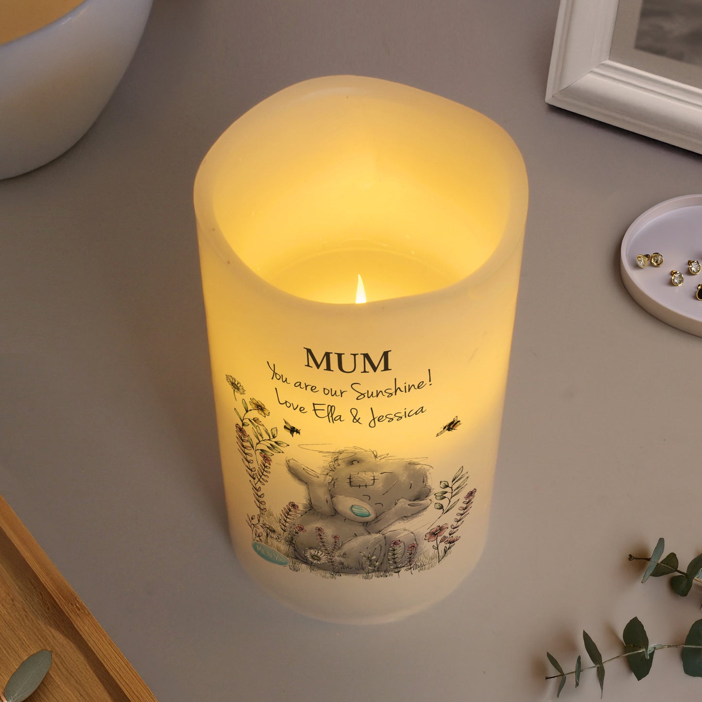 Personalised Me to You Floral LED Candle
