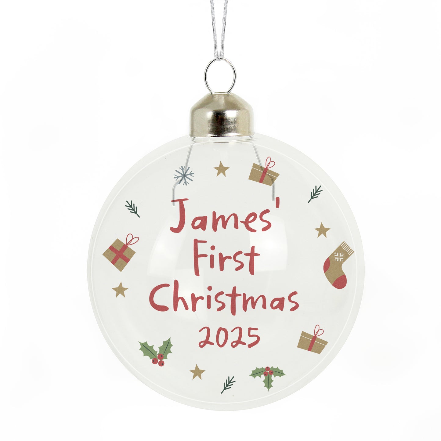 Personalised First Christmas Glass Bauble