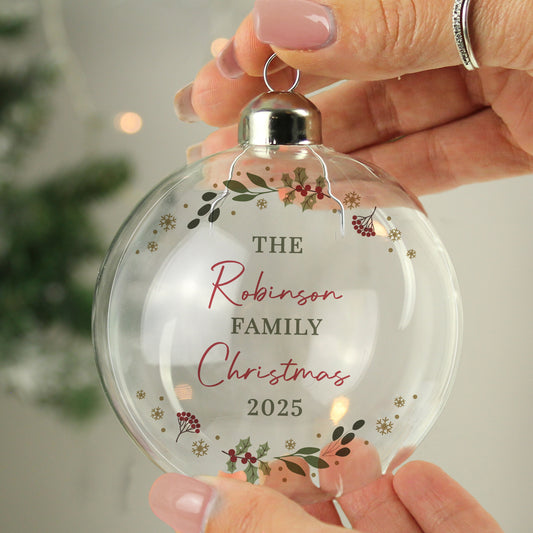 Personalised Christmas Glass Bauble
