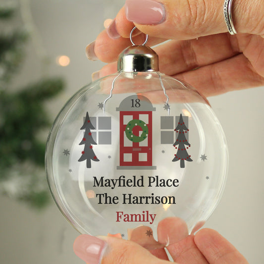 Personalised Home For Christmas Glass Bauble