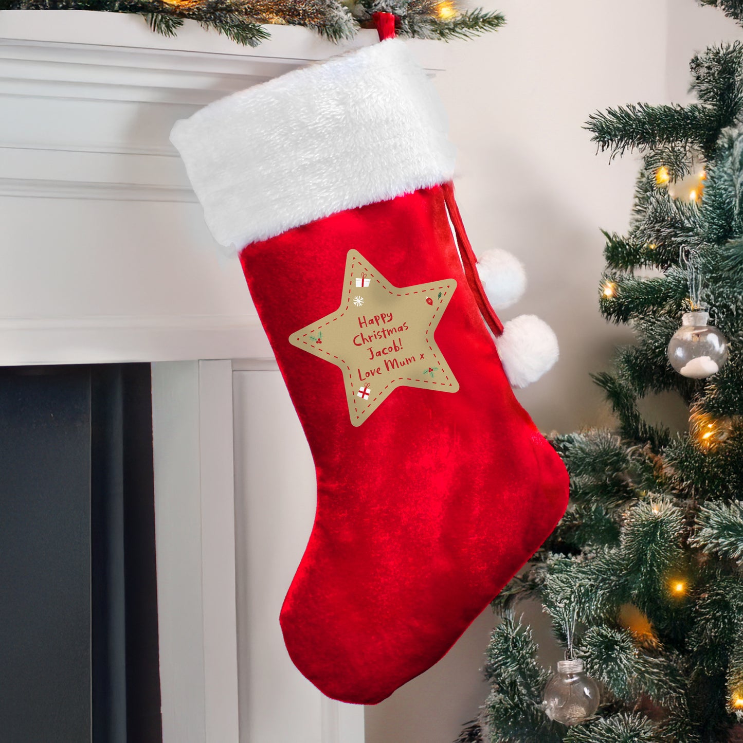 Personalised First Christmas Red Stocking