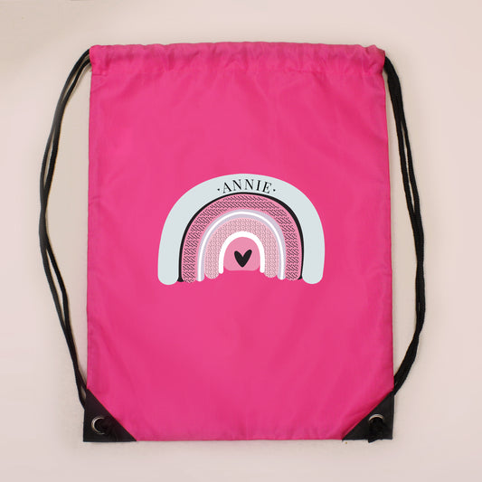 Personalised Pastel Rainbow Pink Kit Bag