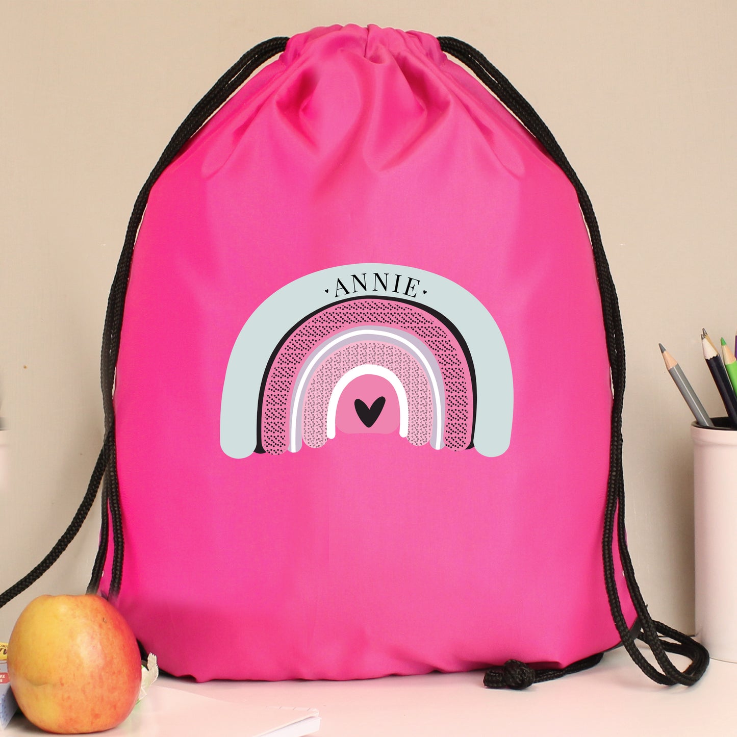 Personalised Pastel Rainbow Pink Kit Bag