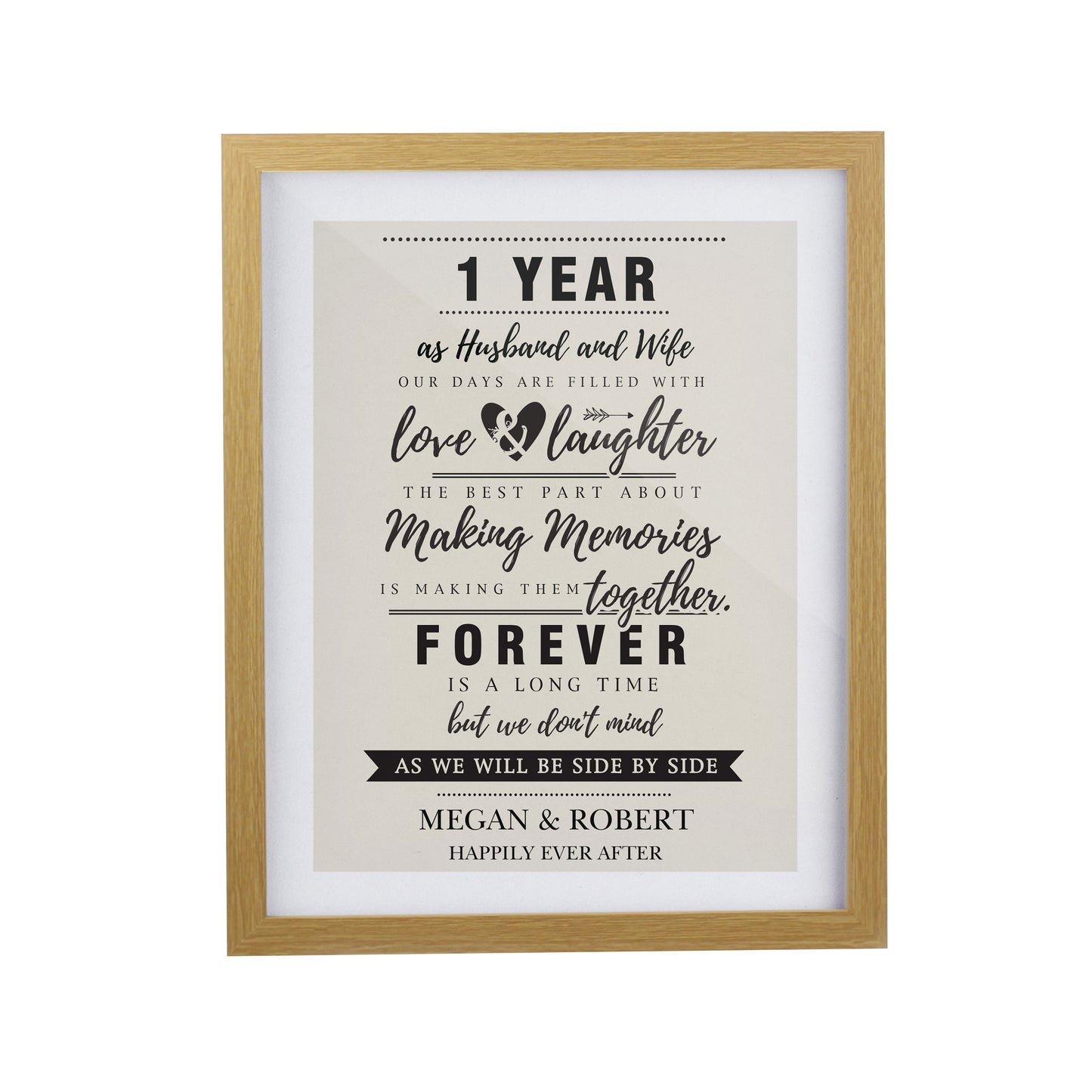 Personalised Anniversary Oak Poster Frame