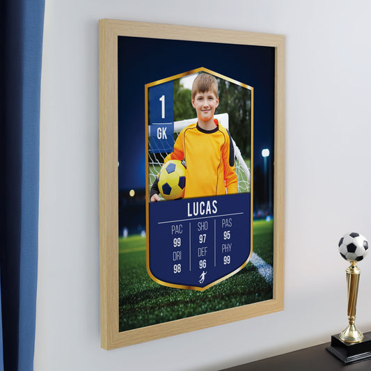 Personalised Photo Upload Football Card Football Oak Poster Frame