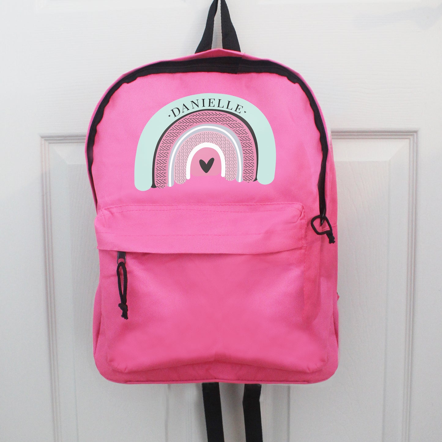 Personalised Pastel Rainbow Pink Backpack