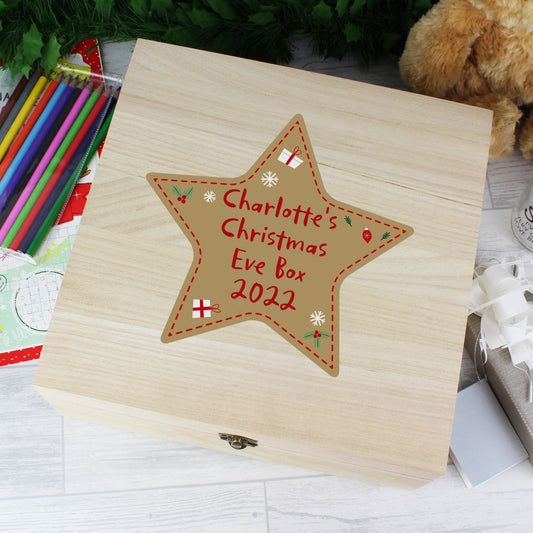Personalised Christmas Star Large Wooden Keepsake Box - 28 x 28cm