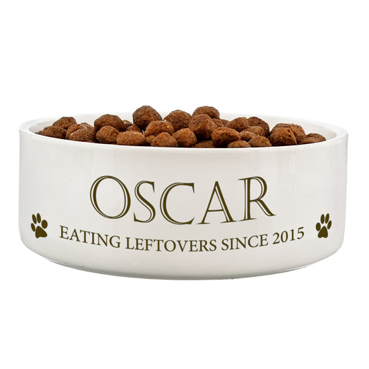 Personalised Paws 15cm Medium White Pet Bowl